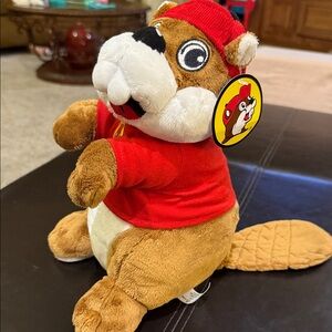 Plush Beaver Toy with Red Shirt and Hat